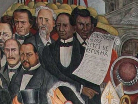 detail of Diego Rivera’s mural, History of Mexico, painted on the stairwell of the National Palace in Mexico City