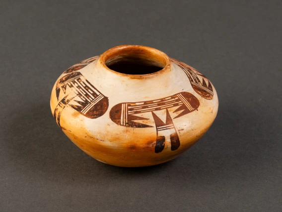 small polychrome jar with bird-wing design