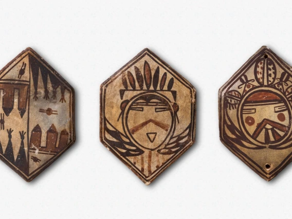 three polychrome tiles in a row