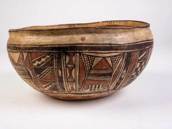 a side view of a polychrome bowl