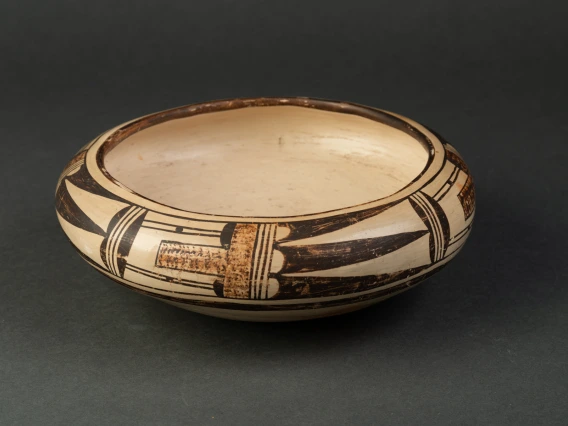 a polychrome bowl showing much wear