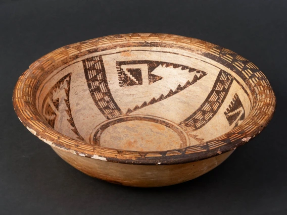 Hopi polychrome bowl with everted rim.