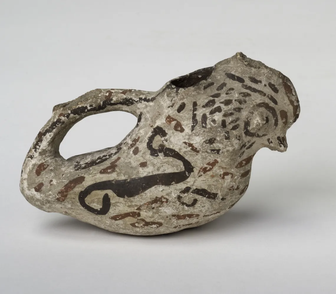 Zuni bird-shaped polychrome canteen