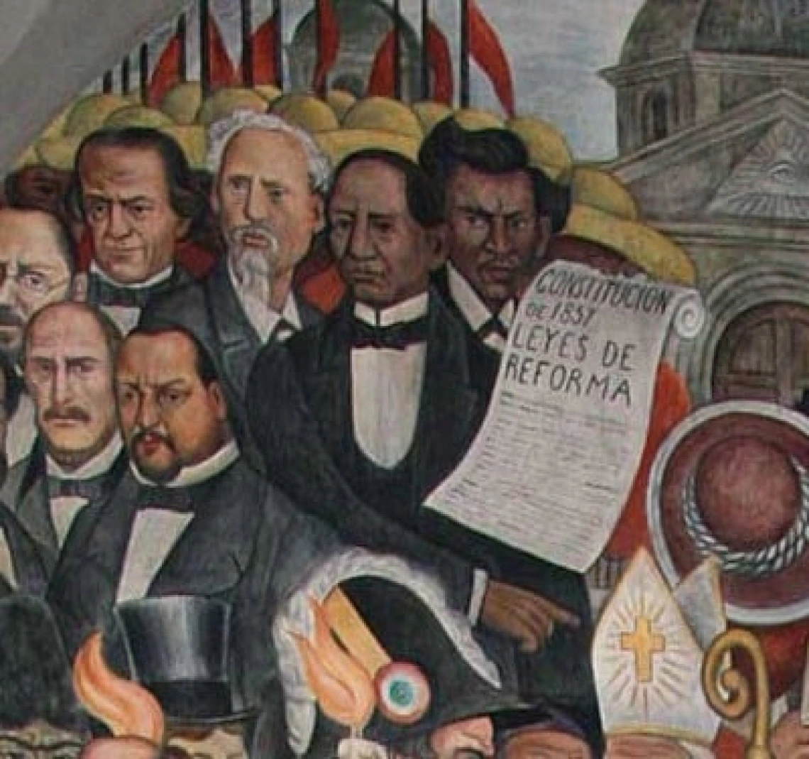 detail of Diego Rivera’s mural, History of Mexico, painted on the stairwell of the National Palace in Mexico City