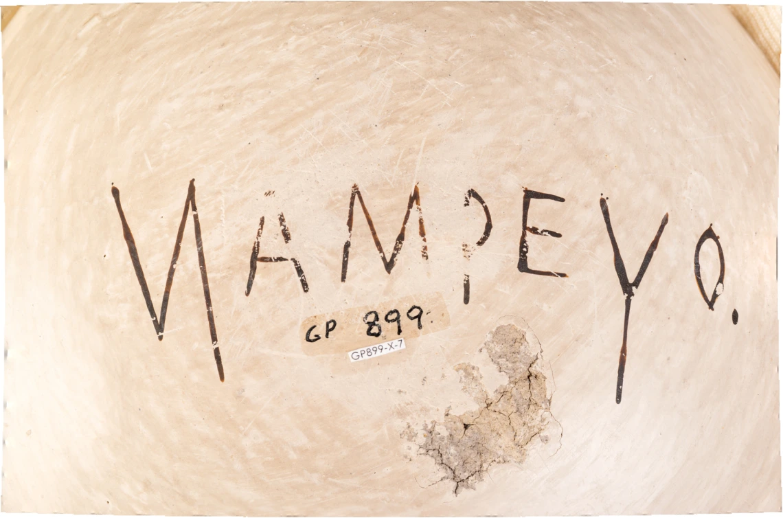 "Nampeyo" signature on the bottom of an unfired polished bowl