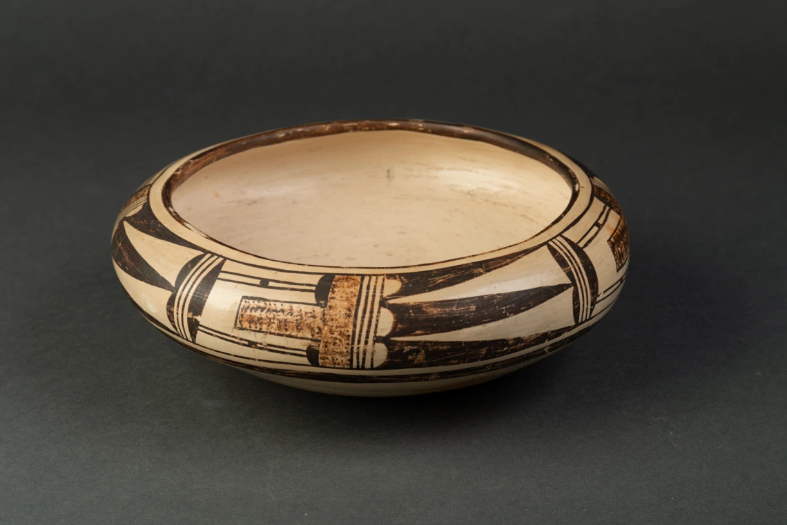 a polychrome bowl showing much wear