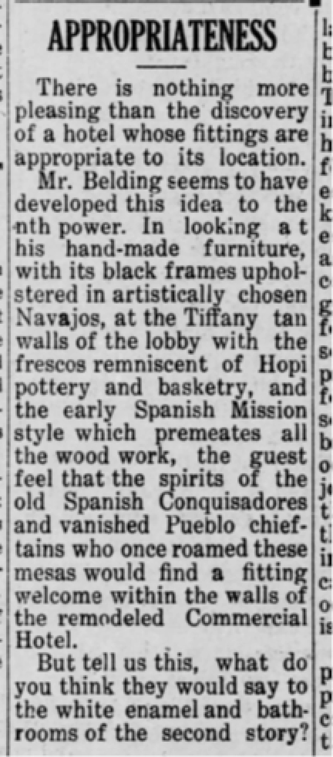 newspaper clipping from 1922 issue of "The Holbrook News"