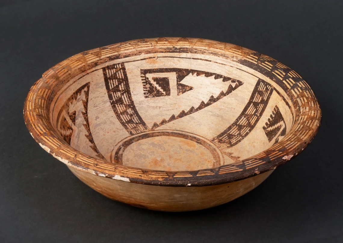 Hopi polychrome bowl with everted rim.