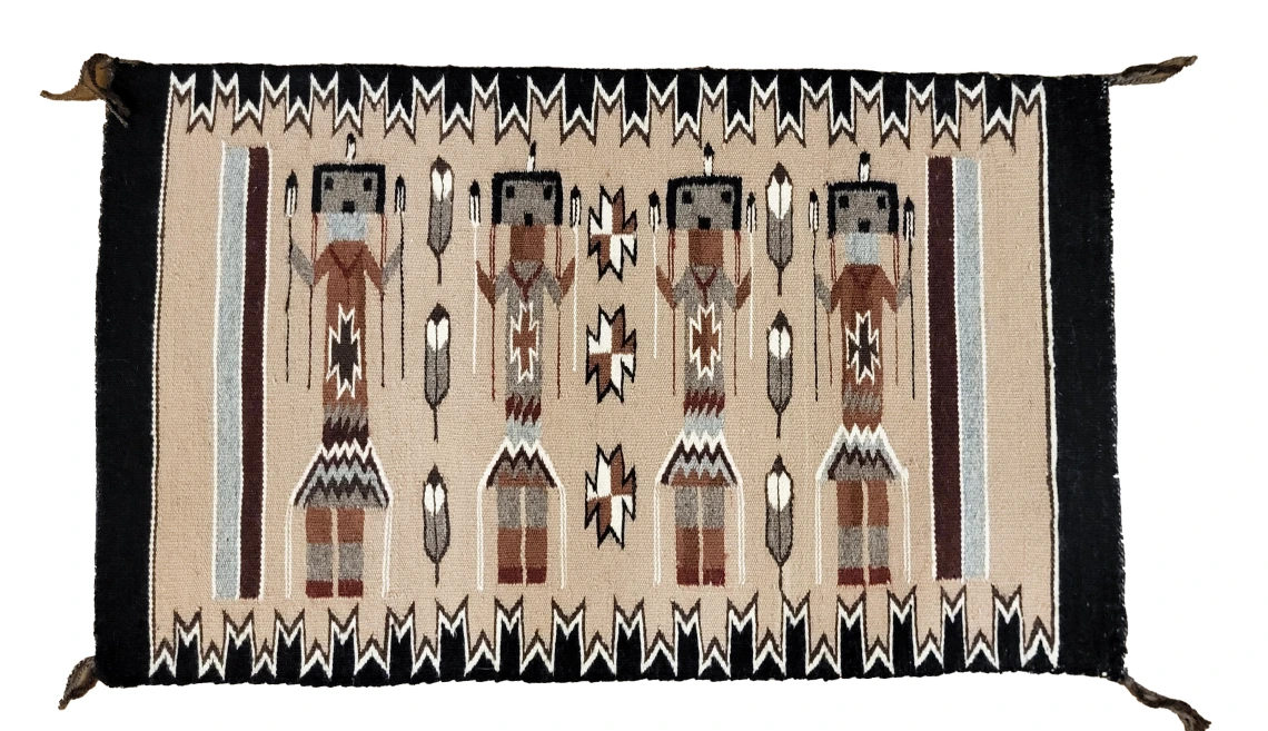 Navajo weaving with four Yei figures