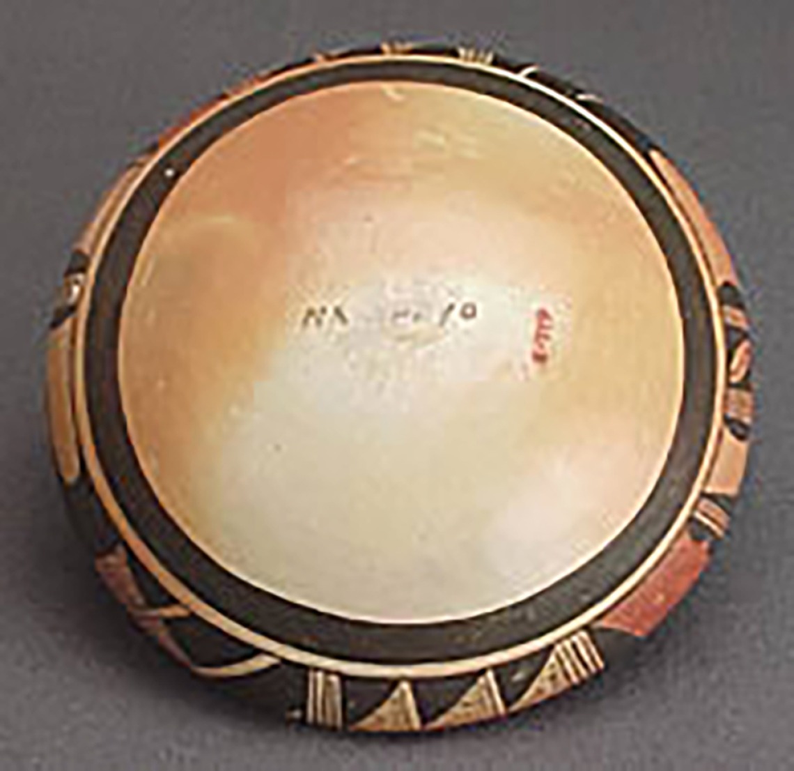 Top view, low polychrome jar, collected 1934. ASM E-719.