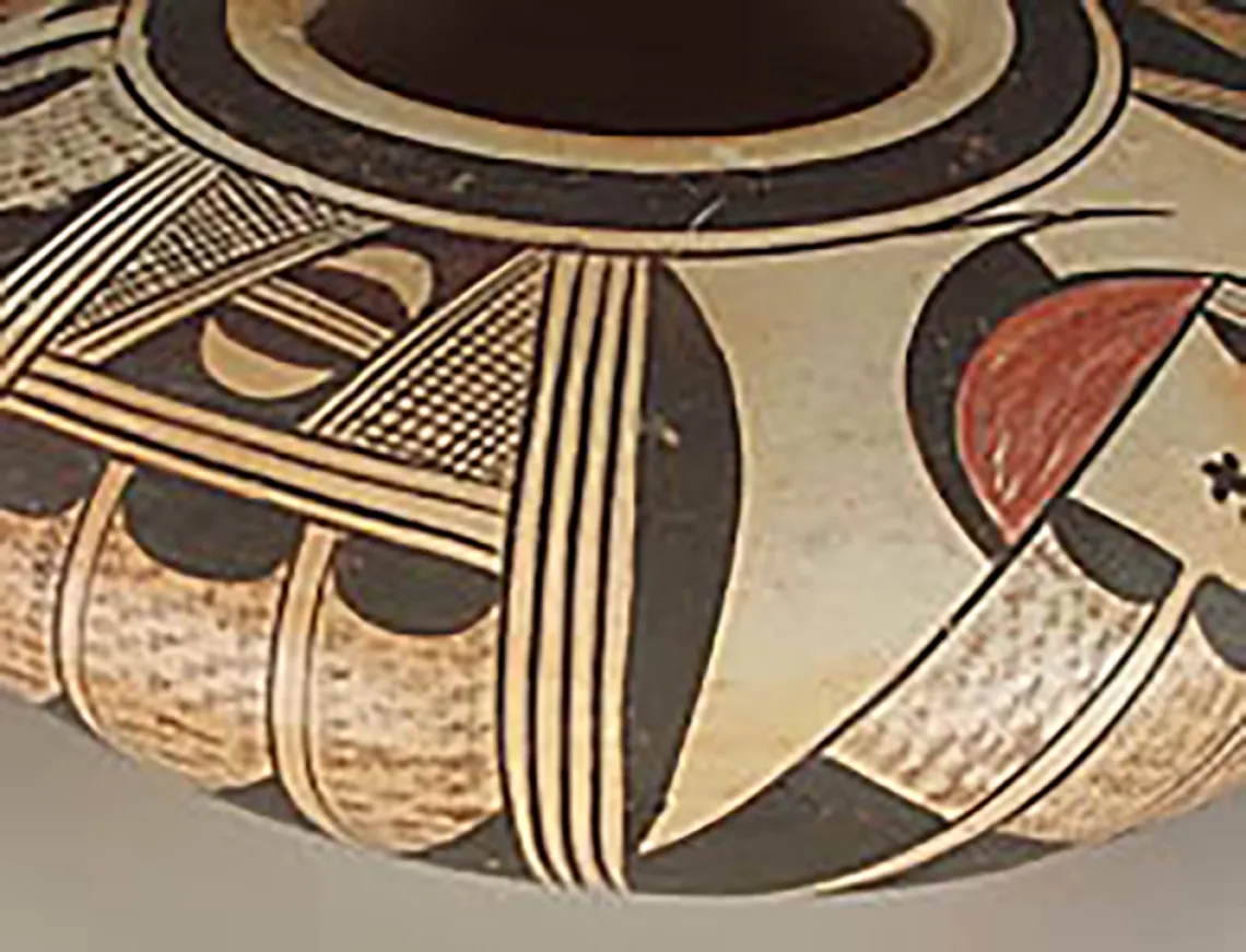 Shoulder detail, low polychrome jar, collected 1934. ASM E-719.