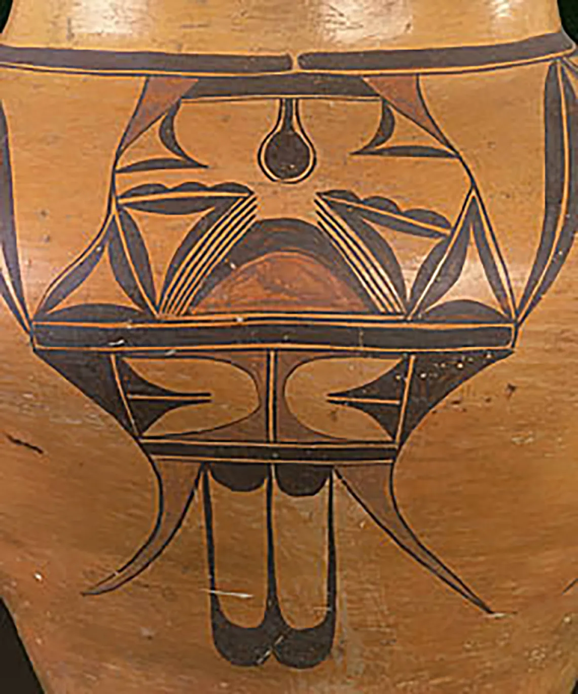 Detail, large polychrome olla, around 1920-1930. GP6215.