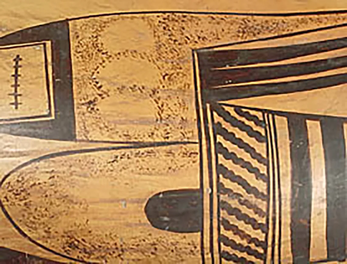 Detail, large polychrome olla, around 1920. GP6217.