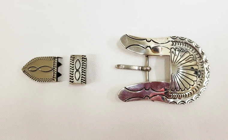 sterling silver belt buckle set