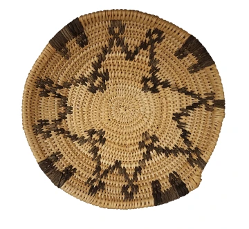 coiled basket with devil's claw star pattern