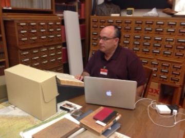 Dr. Michael M. Brescia at the Autry National Center of the American West (Los Angeles), examining documents there in order to better understand Spanish civil law as it relates to property and water rights in the American Southwest.