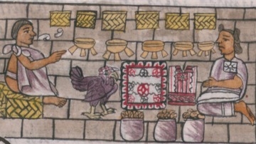 Aztec illustration of a turkey, or guajolote in Nahuatl, taken from the sixteenth-century Florentine Codex